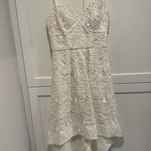 Asymmetrical Lace Dress in Cream